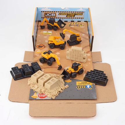 Jcb Mini Machines rotaļu komplekts ar smiltīm un 5 automašīnām