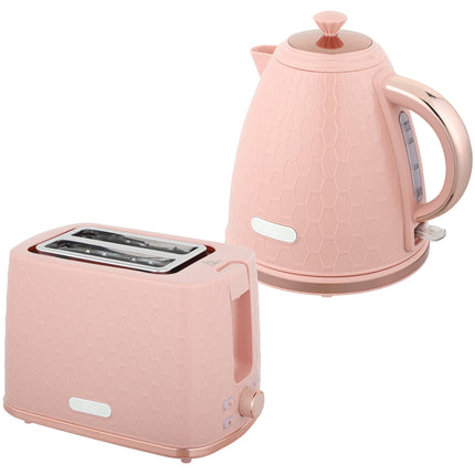 Tējkannas un tostera komplekts, 1,7 l ātrvārāmā tējkanna, 2 šķēles, rozā