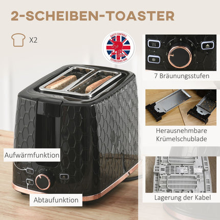 Tējkannas un tostera komplekts, 1,7 l, daudzrežīmu, LED displejs