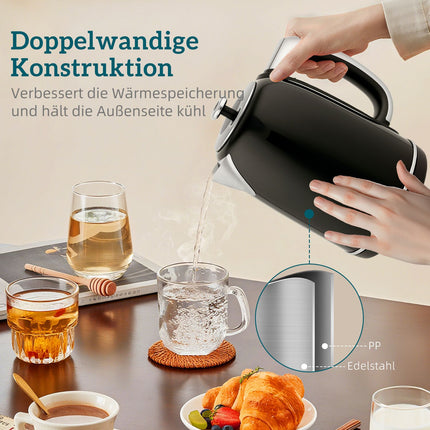 Tējkannas un tostera komplekts, LED displejs, 1,7 l, 2200 W, melns