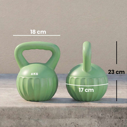 Svaru bumba 6 kg, pildīta ar smiltīm, neslīdošs rokturis, zaļa