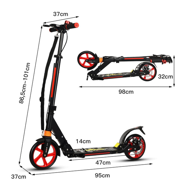 Kickscooter pilsētas skrejriteņa pārnēsāšanas siksna ar regulējamu augstumu, melns