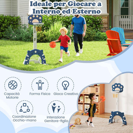 Bērnu 3-in-1 sporta centrs, regulējams basketbola grozs