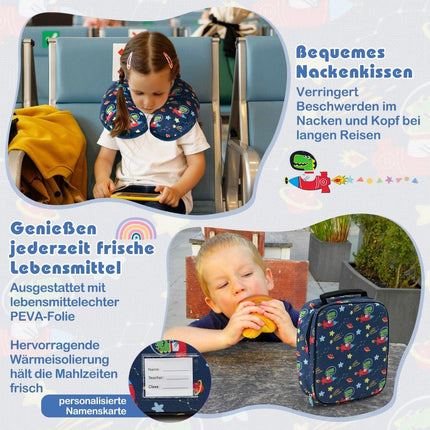 Bērnu 5 daļu bagāžas komplekts ar 16 collu čemodānu un mugursomu