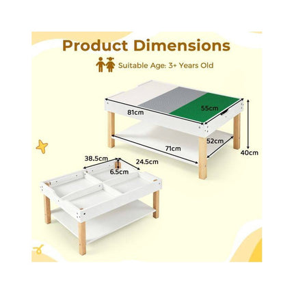 Kids Activity Table with Hidden Storage and Reversible Top, White, Ages 3+