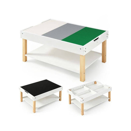 Kids Activity Table with Hidden Storage and Reversible Top, White, Ages 3+