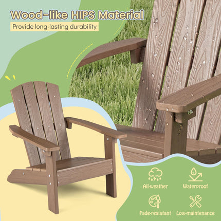 Bērnu Adirondack krēsls, visiem laikapstākļiem piemērots HIPS, augsta atzveltne, brūns