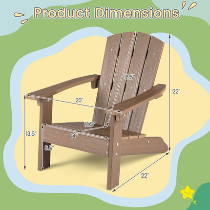 Bērnu Adirondack krēsls, visiem laikapstākļiem piemērots HIPS, augsta atzveltne, brūns