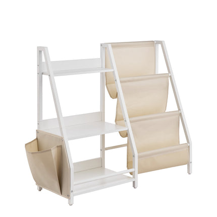Kids Bookshelf, 3-Tier Sling Book Rack, 7 Compartments
