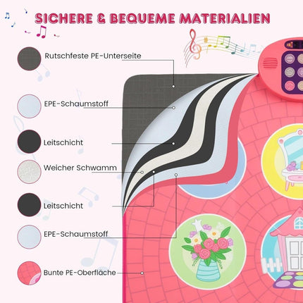 Bērnu deju paklājiņš ar 5 režīmiem un 9 klavieru skaņām