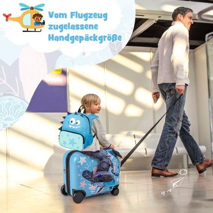 Bērnu dinozauru bagāžas komplekts ar mugursomu, 12"+18"