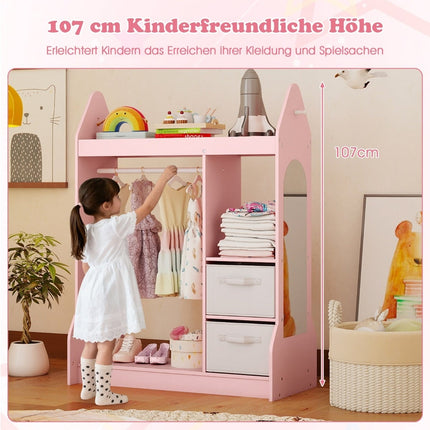 Bērnu ģērbtuve ar spoguli - rozā, 107 cm