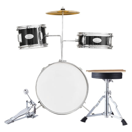 Kids Drum Set, 3-Piece 14-Inch Kit With Throne, Black