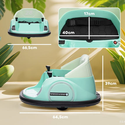 Bērnu elektriskā bufera automašīna, 360° grieziens, 2 km/h, zaļa