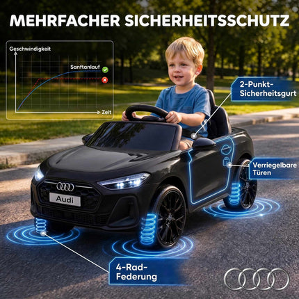 Kids Electric Car 12V with 2.4G Remote Control and 2 Motors, Soft Start, Black