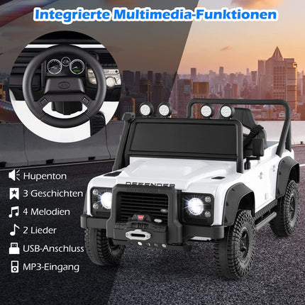 Bērnu elektroauto ar tālvadības pulti, balts, 12 V akumulators
