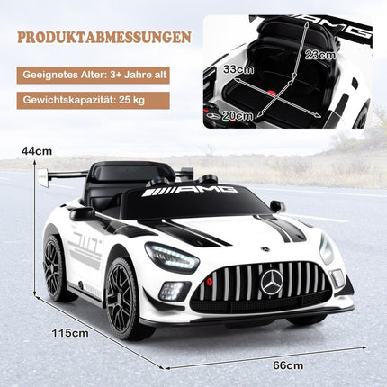 Bērnu elektroauto ar tālvadības pulti - Mercedes-AMG GT3, 12V, balta