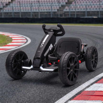 Kids Electric Go-Kart 12V with 2 Motors and Soft Start, Black, LED Headlights