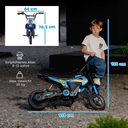Kids Electric Motorbike 24V 250W with Rear Suspension, Disc Brake, Ages 8-12