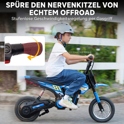 Kids Electric Motorbike 24V 250W with Rear Suspension, Disc Brake, Ages 8-12