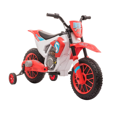 Bērnu elektriskais motocikls, sarkans/balts, 45 minūšu brauciena laiks