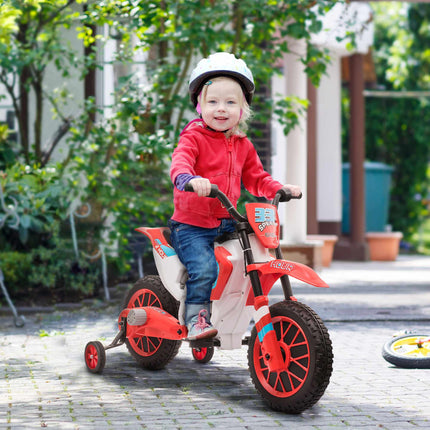 Bērnu elektriskais motocikls, sarkans/balts, 45 minūšu brauciena laiks