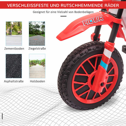 Bērnu elektriskais motocikls, sarkans/balts, 45 minūšu brauciena laiks
