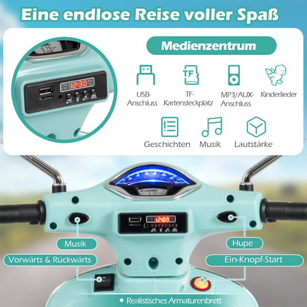 Bērnu elektriskais motocikls ar LED gaismām, zaļš