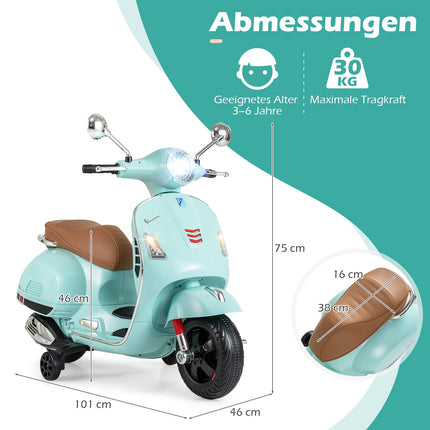 Bērnu elektriskais motocikls ar LED gaismām, zaļš