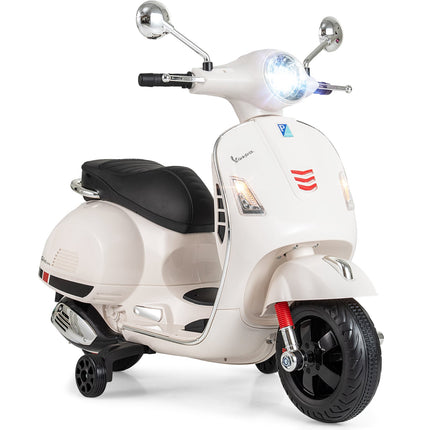 Bērnu elektriskais motocikls ar LED gaismām, skaņas signālu - balts