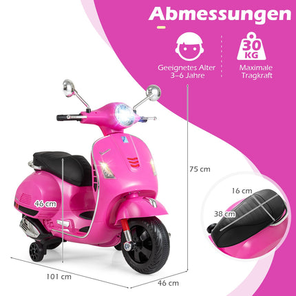Bērnu elektriskais motocikls ar LED gaismām, rozā, vecums 3-6 gadi