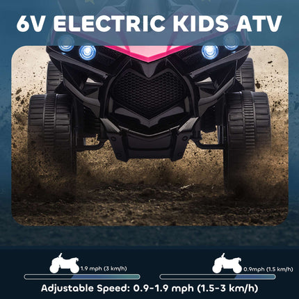 Bērnu elektriskais kvadracikls, 6 V motors, rozā, vecums 3-6 gadi