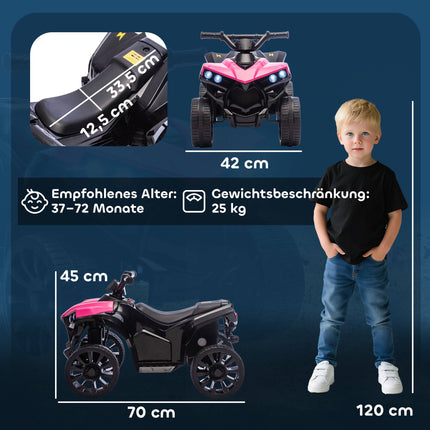 Bērnu elektriskais kvadracikls, 6 V motors, rozā, vecums 3-6 gadi