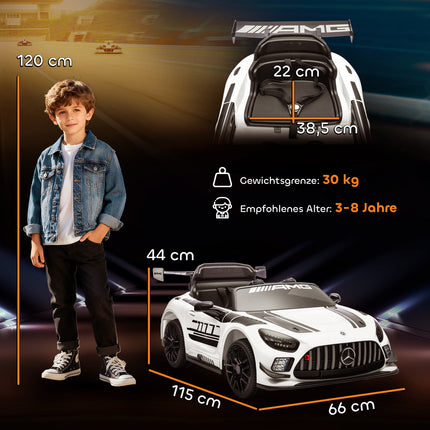 Bērnu elektriskā braucamā automašīna, 12 V akumulators, LED gaismas, balta