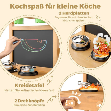 Bērnu dubļu virtuve ar tāfeli, krānu un stādītājiem