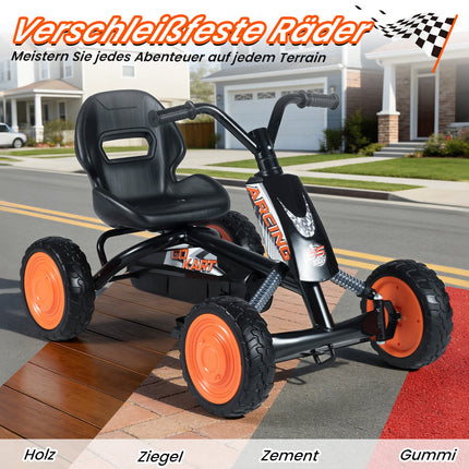 Bērnu pedāļu kartings ar regulējamu sēdekli, melns, vecums 3-8 gadi