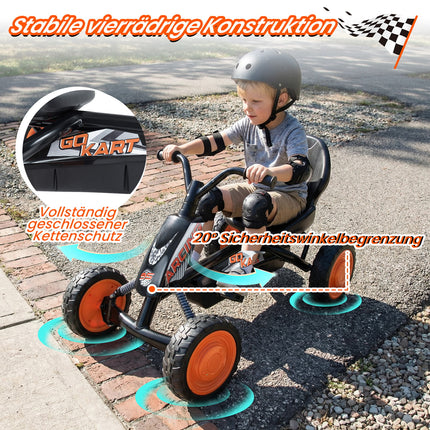 Bērnu pedāļu kartings ar regulējamu sēdekli, melns, vecums 3-8 gadi