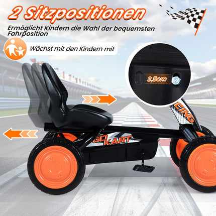 Bērnu pedāļu kartings ar regulējamu sēdekli, melns, vecums 3-8 gadi