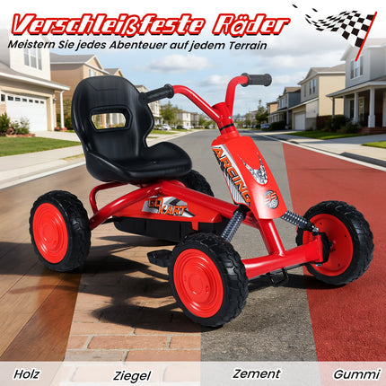 Bērnu pedāļu kartings ar regulējamu sēdekli, sarkans, vecums 3-8