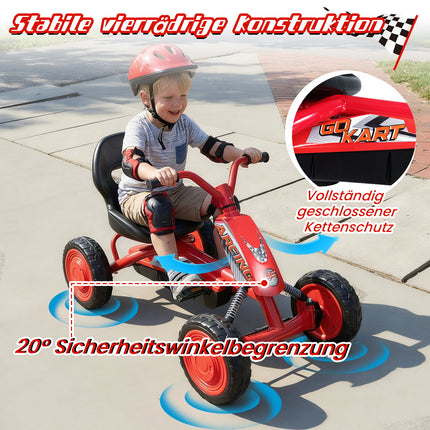 Bērnu pedāļu kartings ar regulējamu sēdekli, sarkans, vecums 3-8