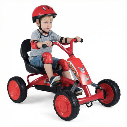 Bērnu pedāļu kartings ar regulējamu sēdekli, sarkans, vecums 3-8