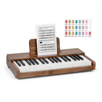 Kids Piano Keyboard, 37-Key Wooden, Dual Power, Walnut