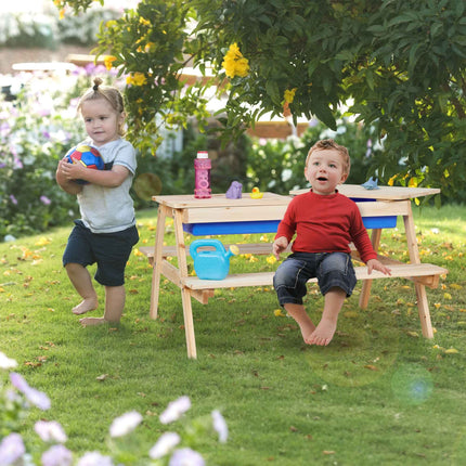 Bērnu piknika sols ar ūdens un smilšu spēļu galdu