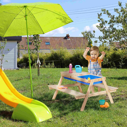 Bērnu piknika sols ar ūdens un smilšu spēļu galdu