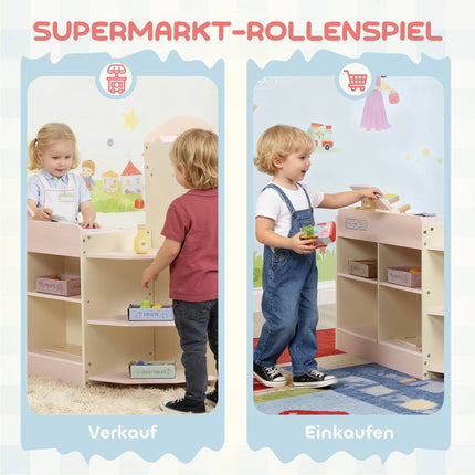 Kids Play Shop Supermarket with Checkout and Scanner, Vending Machine, Pink