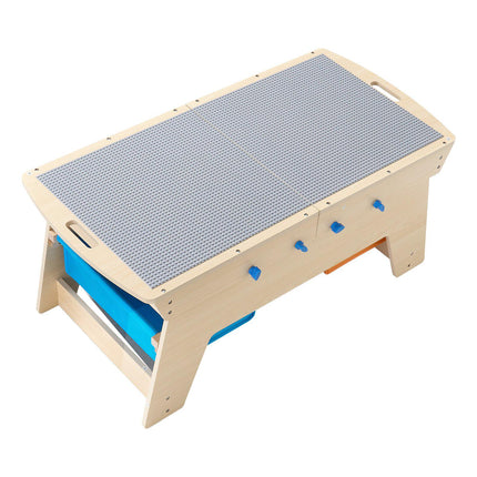 Kids Reversible Wooden Activity Table, 200 Blocks, 3 Bins