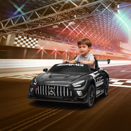 Bērnu braucamā automašīna, 12 V akumulators, LED gaismas, mūzika, melna