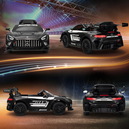 Bērnu braucamā automašīna, 12 V akumulators, LED gaismas, mūzika, melna
