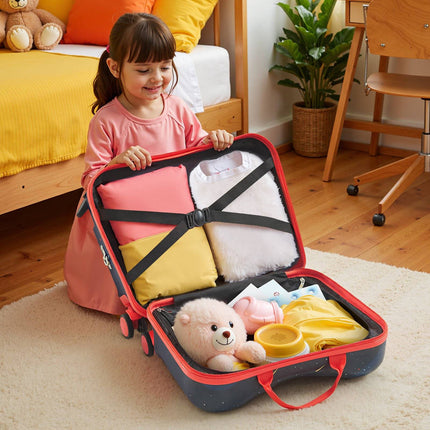 Kids Ride-On Carry-On Suitcase, 18-Inch, 26L, Blue & White
