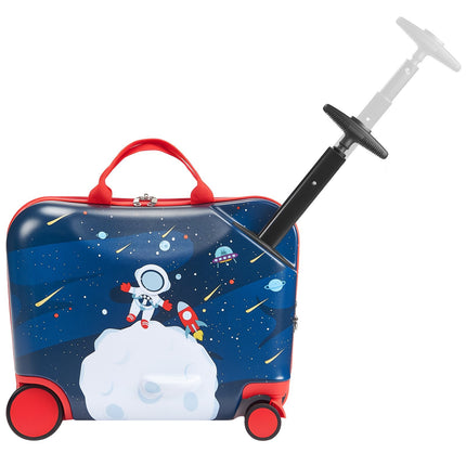 Kids Ride-On Carry-On Suitcase, 18-Inch, 26L, Blue & White